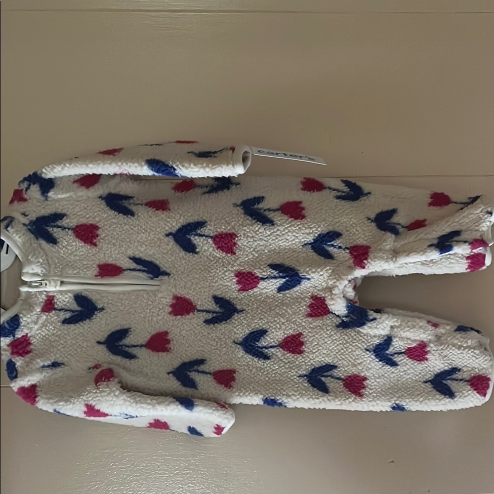 Cozy Fleece Baby Onesie with Floral Pattern
